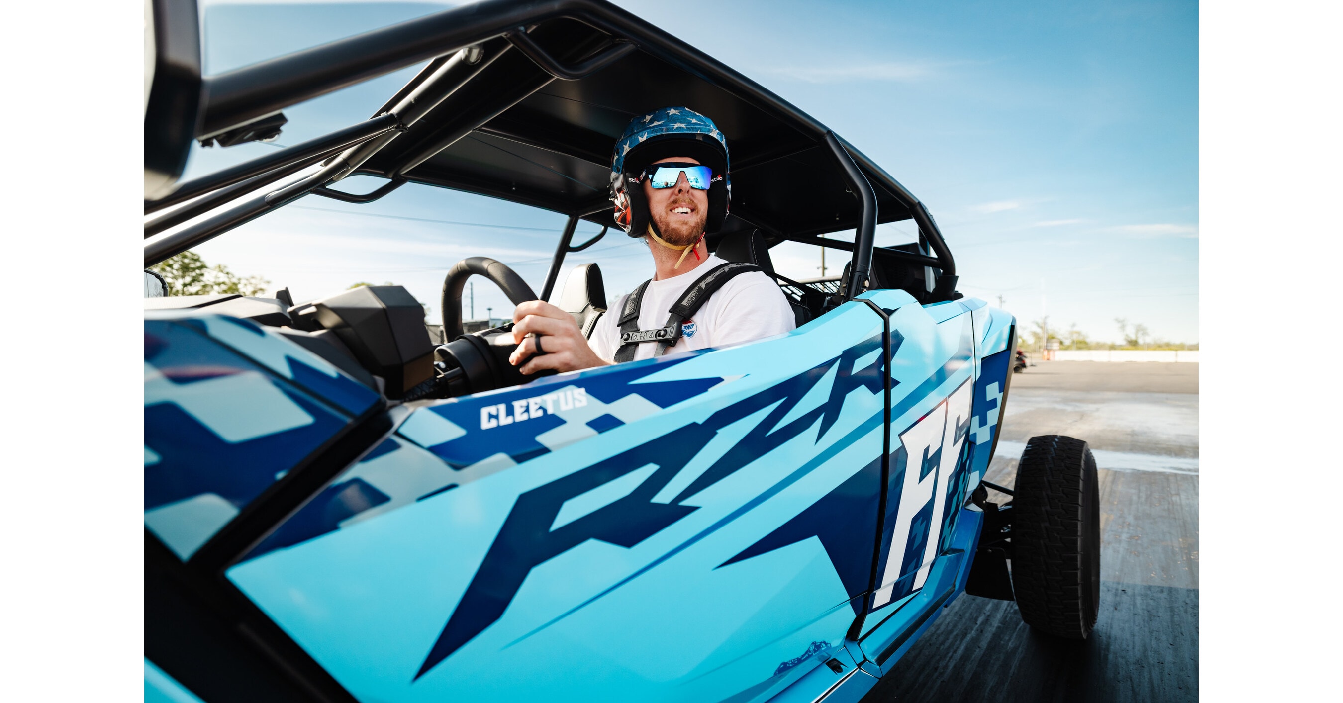 Cleetus McFarland driving a Polaris RZR Pro R
